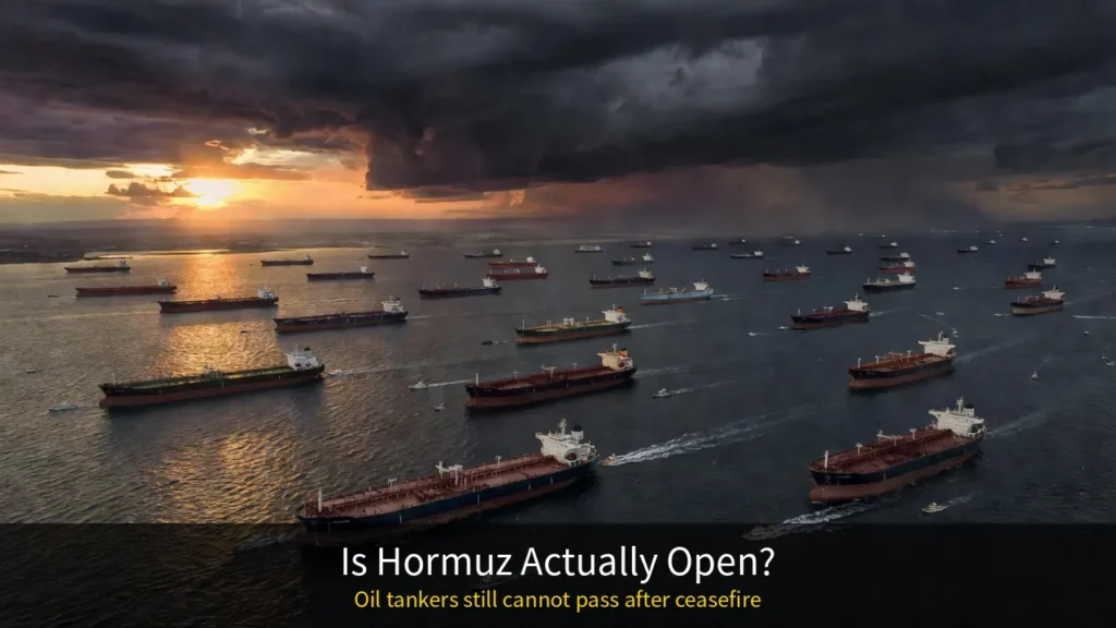 US-Iran Ceasefire, Oil tankers anchored in Strait of Hormuz with Iranian patrol boats