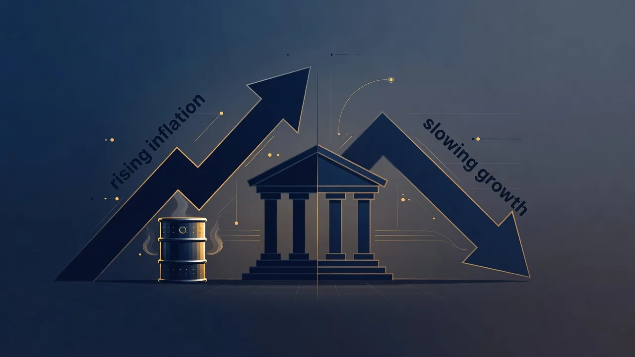 FOMC 금리 전망 — CPI 4.2%와 유가가 만든 연준의 딜레마를 나타낸 개념 차트