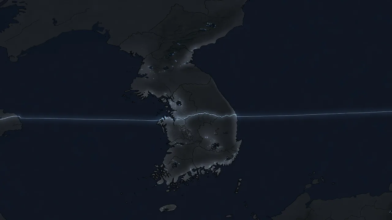 분단된 한반도와 긴장된 국경을 나타낸 이미지