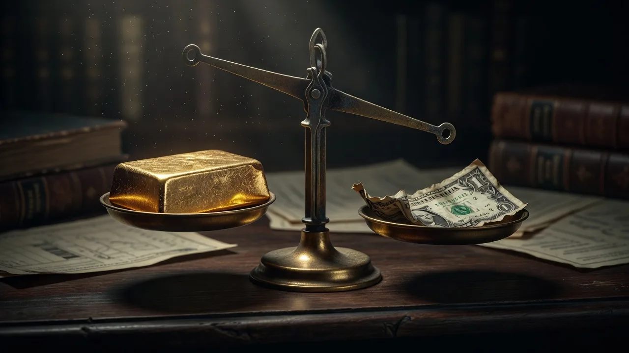 Gold versus the US dollar on a scale